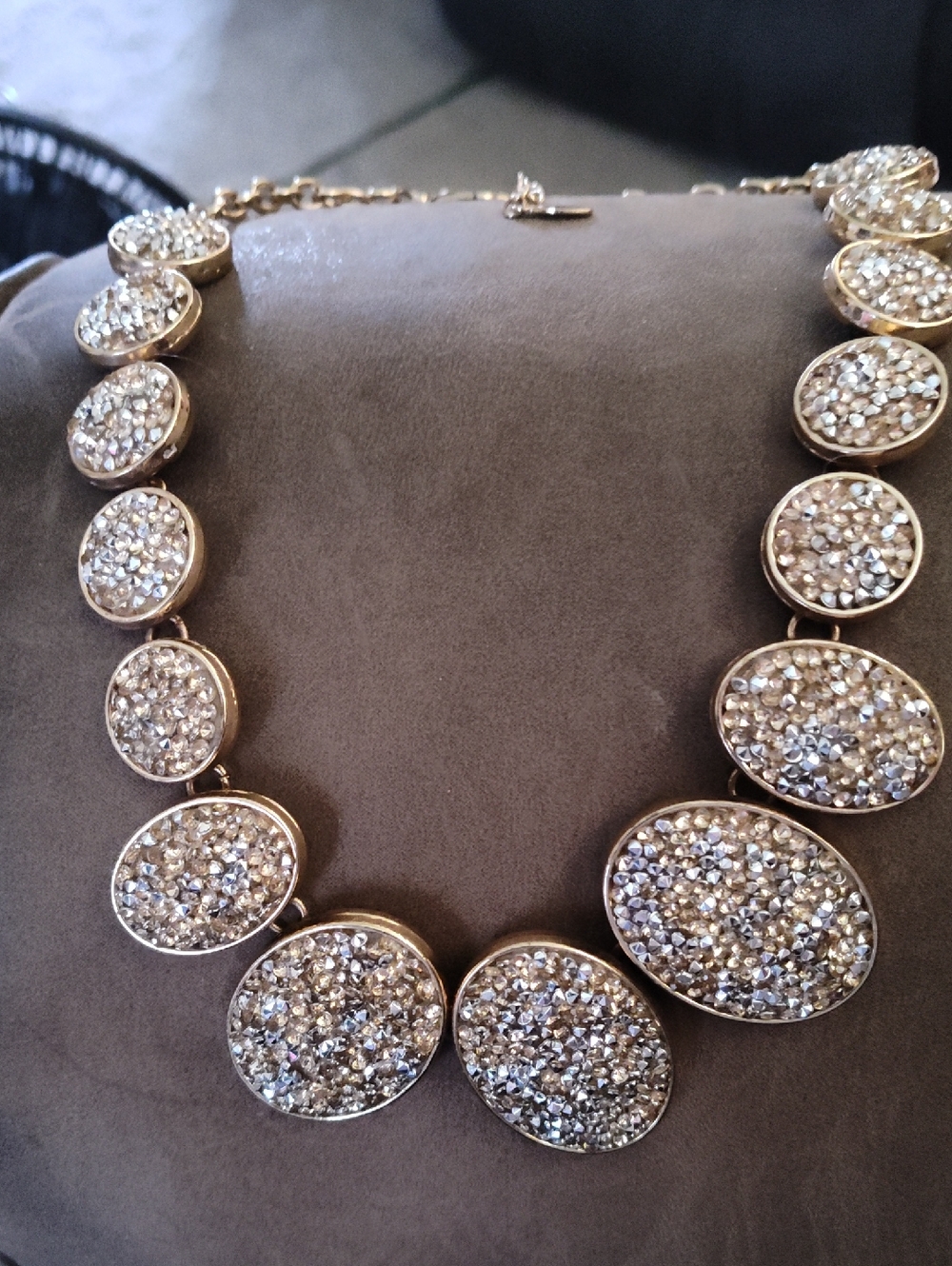 Aldo Gold Crystal Pavé Oval Statement Necklace - Women Jewelry